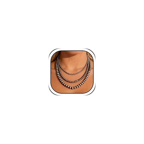 Navajo Pearl Necklace Western Jewelry for Women Boho Layered Beaded Necklaces Country Concert Outfits Accessories - Image 1