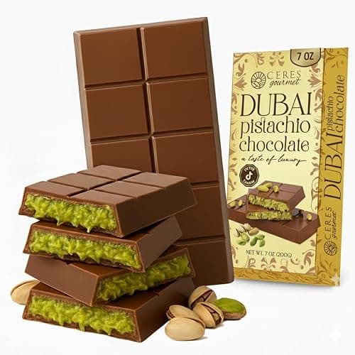 Dubai Crispy Knafeh Chocolate Pistachio Bar 7oz | Famous Dubai Kunafa Pistachio Chocolate Bar | Crispy Kunafe with Pistachio Paste | Gourmet Dessert Gift - Image 1