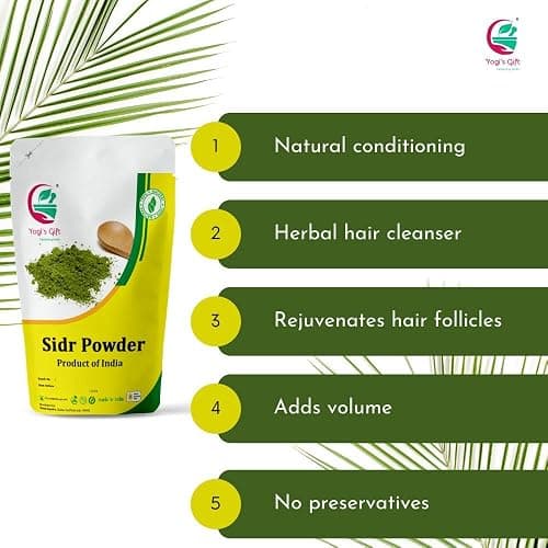 Yogi's Gift Sidr Leaf Powder | Organically Grown Natural Herbal Cleanser & Conditioner | Rejuvenates Hair Follicles (10 Oz) thumbnail 5