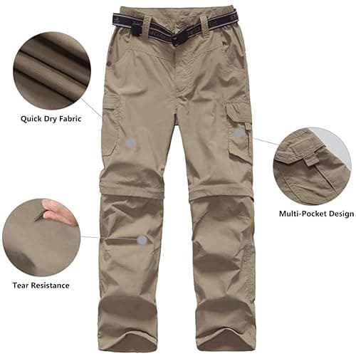 JOMLUN Boy’s Scout Pants Convertible Hiking Quick Dry Zip Off Pants Outdoor Climbing Casual Trouser Kids Youth Cargo Pants thumbnail 3