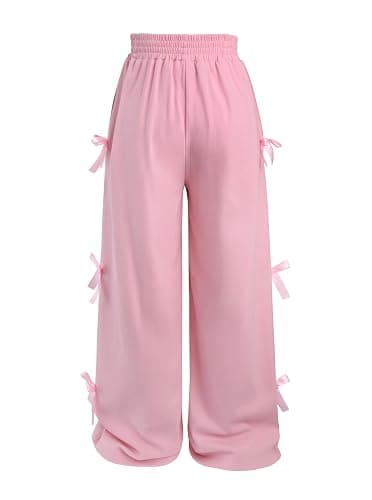 Ecolala Girls Wide Straight Leg Loose Sweatpants Elastic Waist Drawstring Jogger Pants thumbnail 2