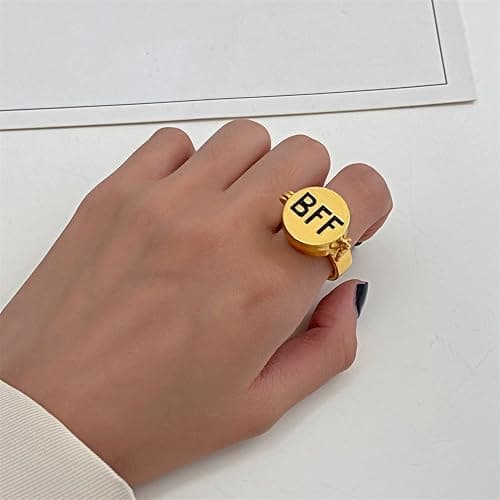 HOMEBEARJ Spongebob Rings BFF, Best Friends Forever Bff Rings, 14k Gold Opening Adjustable Spongebob Rings for Teen Girls/Boys, 1 Pairs Cute Best Friendship Rings Jewelry Gifts thumbnail 5