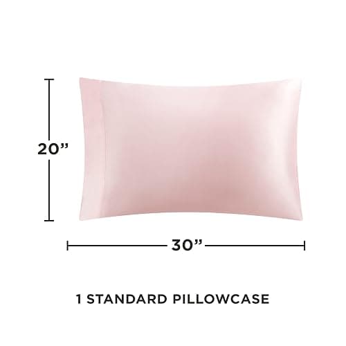 Juicy Couture Twin XL Size Satin Bed Sheet Set, Deep Pocket Silky Twin XL Sheet Set with 1 Fitted Sheet, 1 Flat Sheet, 1 Pillow Case, Wrinkle Resistant and Anti Pilling Bed Sheets - Pink thumbnail 2