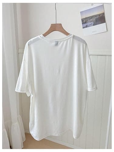 RoseSeek Women's Graphic Letter Tee Crew Neck Drop Shoulder Trendy Summer T Shirt Short Sleeve Vintage Car Print Top thumbnail 4