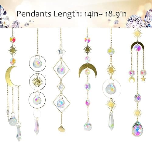 6Pieces Colorful Crystals Suncatcher Hanging Sun Catcher with Chain Pendant Ornament Crystal Balls for Window Home Garden Christmas Day Party Wedding Decoration thumbnail 4