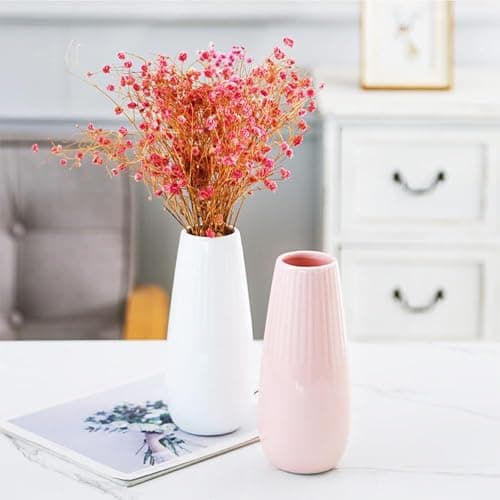 Pink Ceramic Vase, 7.5 Inch Flower Vase with Vertical Stripes for Pampas Calla Lily Tulip, Minimalism Modern Style for Housewarming, Weddings, Birthday, Christmas, Thanksgiving, New Year thumbnail 7