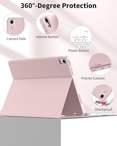 SQBEBS Case with Keyboard for iPad (A16) 11th/10th Generation 11 inch 2025/10.9 inch 2022, Detachable Bluetooth Keyboard, Stand Folio Keyboard Cover with Pencil Holder for iPad 10 Gen, Pink thumbnail 8