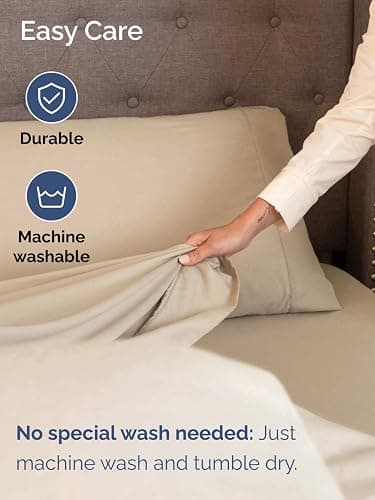 Extra Deep Pocket Queen Sheet Set - 4 Piece Breathable & Cooling Bed Sheets - Hotel Luxury Sheet Set - Ultra Soft, Wrinkle Free & Comfy - Easily Fits Extra Deep Mattresses - Deep Pocket Cream Sheets | Extra Deep Pocket, Hotel Luxury, Cooling, Breathable, Soft, Comfy, Wrinkle Free, Easily Fits Extra Deep Mattresses, Bed Sheets, Sheets Set thumbnail 7