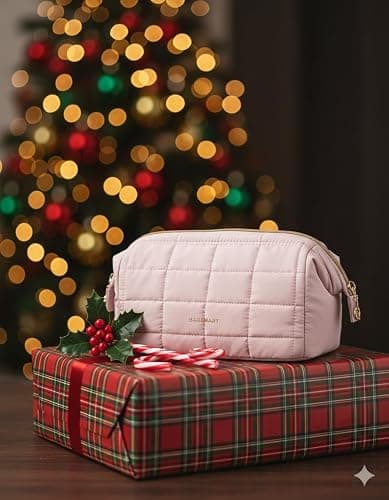 BAGSMART Makeup Bag Travel Toiletry Bag, Puffy Padded Make Up Bags for Women Makeup Organizer Case, Wide-open Pouch Purse Travel Essentials Toiletries Accessories Brushes, Pink thumbnail 2