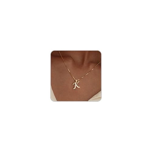 Fglqfam Initial Necklace for Women, 14K Gold Silver Plated Box Chain Letter Pendant, Trendy Name Necklace, Dainty Personalized Charm Jewelry Gift for Her - Image 1