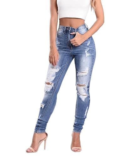 KUNMI Womens Classic High Waisted Skinny Stretch Butt Lifting Jeans Slim Fit Denim Pants thumbnail 2