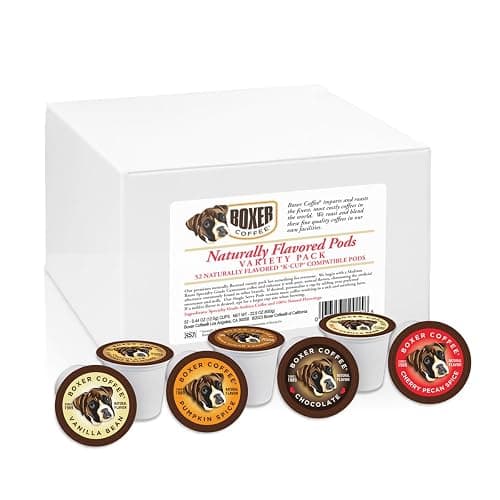 Boxer Coffee 52 Count All-Natural Flavored Variety Pack – Medium Roast Coffee Pods – Vanilla Bean, Pumpkin Spice, Chocolate, Cherry Pecan Spice, Brown Sugar Caramel, Decaf Vanilla – Compatible with Keurig K-Cup Brewers – Specialty Grade Gourmet Artisan Coffee thumbnail 4