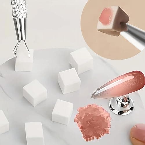100Pcs Soft Nail Sponges for Ombre Mini Nail Art Sponges With Grabbing Pen Aura Nail Gradient Brush for Gel Nail Polish Sponge thumbnail 2