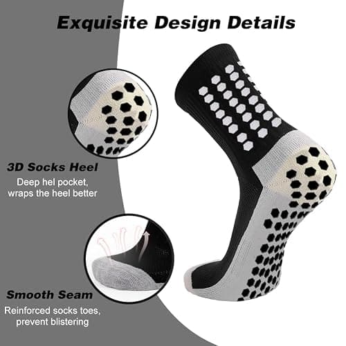 Ukontagood 8 Pairs Kids Grip Soccer Socks, Non Slip Socks for 6-12 Years Old Kids, Anti Slip Socks for Soccer Basketball thumbnail 4