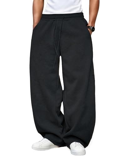 LuminBlaze Men’s Baggy Sweatpants Fleece Wide Leg with Elastic Drawstring Waist, Casual Loose Lounge Joggers - Image 1