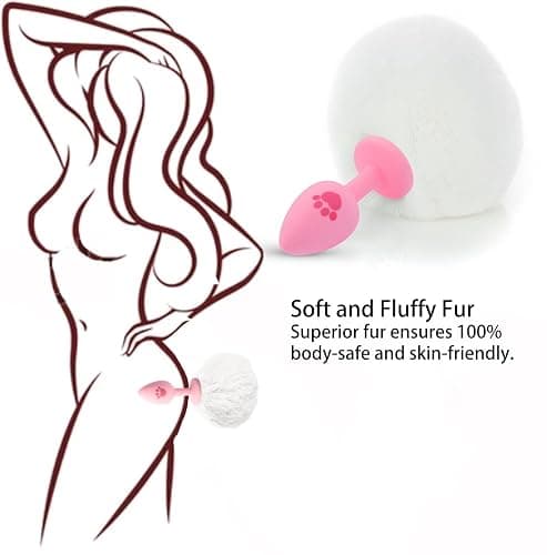 Tabuy Bunny Tail Anal Butt Plug Anal Silicone Anal Plug Fluffy Rabbit Tail Sex Toys Cute Sexy Cosplay Adult Games for Men or Women (White) thumbnail 3