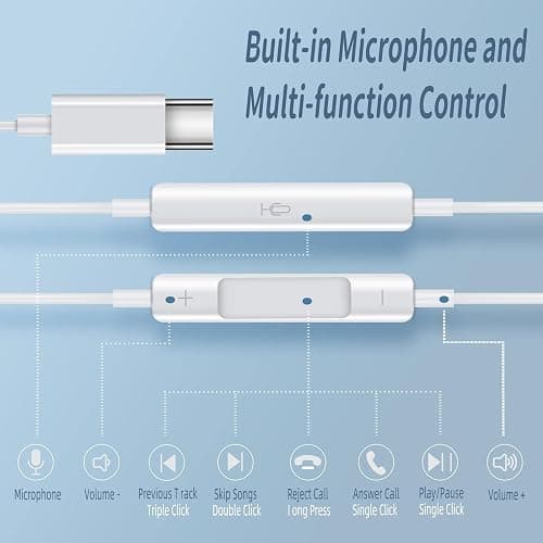 Kopfhörer USB C mit Kabel für iPhone 17 16 15 Pro Max Plus iPad Pro In Ear USB C Kopfhörer (mit integriertem Mikrofon und Lautstärkeregelung) Ohrhörer USB Typ C kopfhörer für Samsung Galaxy S24 S23 thumbnail 3