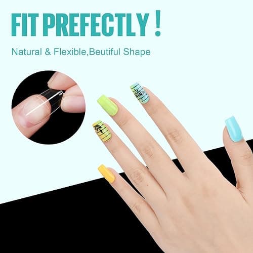 TOMICCA Short Square Nail Tips, 504Pcs Clear Press on Nails Square Full Cover Nail Tips Clear False Press on Nails, Soft Tips for Gel Nail Extension DIY Nail Salon 12 Sizes thumbnail 5