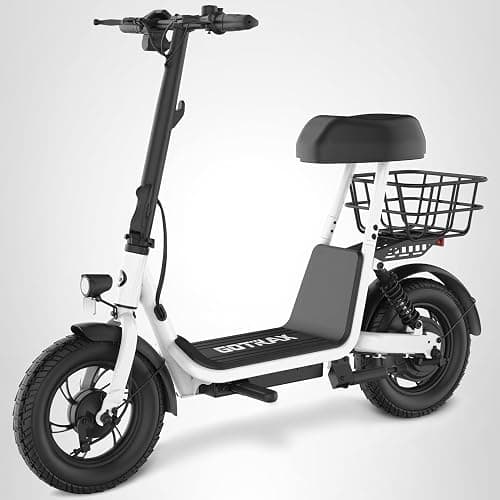 Gotrax A5 Electric Scooter w/Seat for Adults, 12" Pneumatic Tire, Max 15.5 Miles&15.5 Mph Power by 400W Motor, Dual Rear Shock Absorber&Dual Brake, Comfortable Wider Seat&Carry Basket&Hook, White thumbnail 8