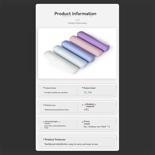 ZL-34L Portable Toothbrush Steriliser Toothbrush Steriliser Box Toothbrush Degerminator Steriliser Battery Powered ligent Toothbrush Steriliser C + A Lamps Ships Without Battery Pink thumbnail 5