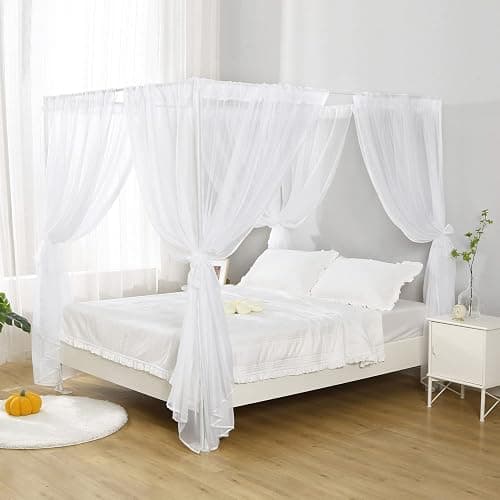 WANFASO White Canopy Bed Curtain for Twin Bed, Soft Bed Canopy Scarf for Girls Adults (Twin, White) - Image 1