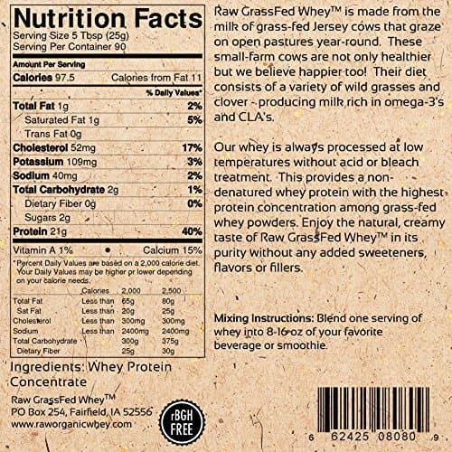 Raw Grass Fed Whey Protein Powder, Happy Healthy Cows, Undenatured, GMO-Free, Hormone Free, Soy Free, Gluten Free, Unflavored, Unsweetened, 5LB - 90 Servings (Pack of 1) thumbnail 4