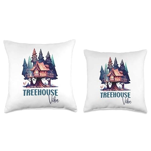 Treehouse Vibe Trees Outdoors Playhouse Throw Pillow thumbnail 4