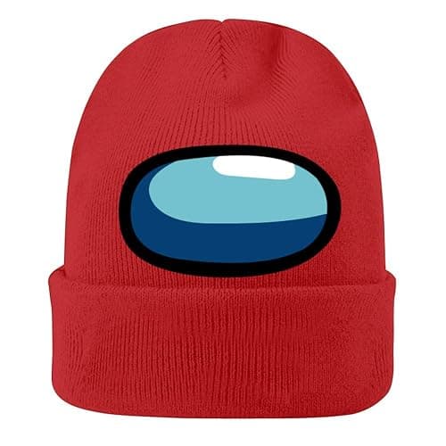TAIPPAN Unisex Adults Among US Knit Cuffed Beanie Hat, Red, One Size, Winter, Cartoon, Casual, Beanie - Image 1