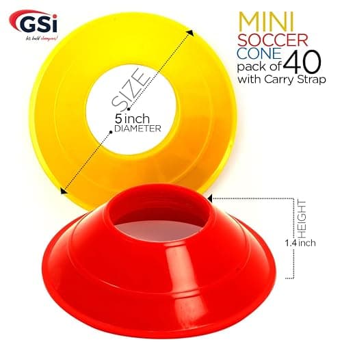 GSi Sports Cones - 40 Pack Training Cones for Agility Drills, Soccer & Sports Practice (Multiple Shapes) thumbnail 2