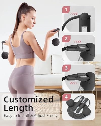 YOTTOY Skipping Ropes for Adults -Cordless Counter Jump Rope with Large Cordless Ball-Weighted Jump Rope for Women with LCD Display thumbnail 7