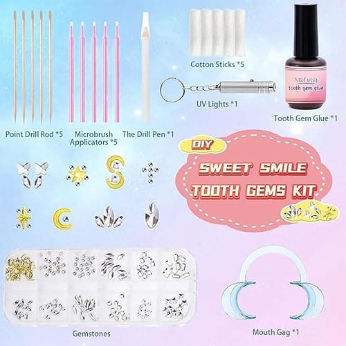 Generic Tooth Gems Fashionable DIY Teeth Jewelry with Shiny Crystals, Tooth Gems Decoration Starter Kit, gold and silver thumbnail 2
