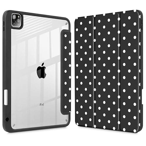Tuiklol for iPad Pro 11 Inch 4th / 3rd / 2nd / 1st Gen (2022 2021 2020 2018) Case -Built-in Pencil Holder Shockproof Cover Clear Transparent Back Shell with Auto Wake/Sleep, Spot-Black - Image 1