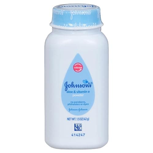 Johnson's Baby Naturally Derived Cornstarch Baby Powder with Aloe and Vitamin E for Delicate Skin, Hypoallergenic and Free of Parabens, Phthalates, and Dyes for Gentle Baby Skin Care, 1.5 oz - Image 1