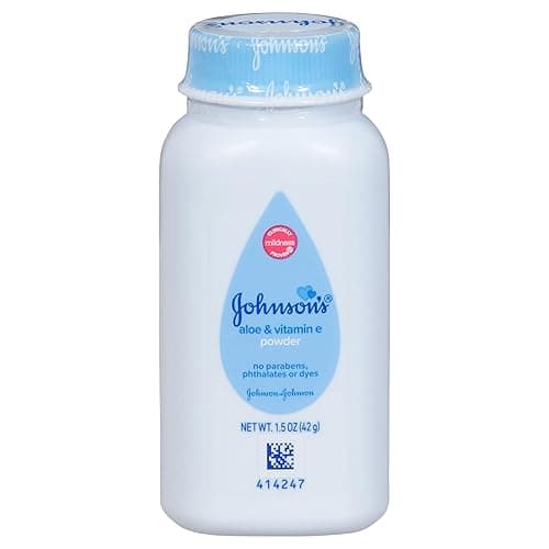 Johnson's Baby Naturally Derived Cornstarch Baby Powder with Aloe and Vitamin E for Delicate Skin, Hypoallergenic and Free of Parabens, Phthalates, and Dyes for Gentle Baby Skin Care, 1.5 oz - Fragrance free - 1.5 Ounce (Pack of 1)