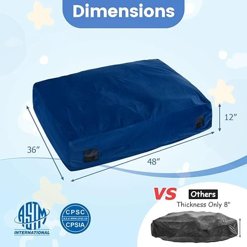 GYMAX Crash Pad for Kids Sensory, 4.75FTx4.75FT/4 FTx3 FT Sensory Crash Mat w/Washable Cover & Foam Blocks for Jump, Climb, Gymnastics, Sensory Therapy, Kids, Adults thumbnail 5