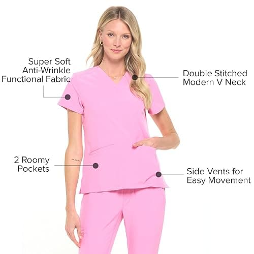Dagacci Medical Uniform® Scrub Set – V-Neck Scrub Top & Elastic Jogger Pant Scrubs for Women Set and Men Unisex 8 Pockets thumbnail 2