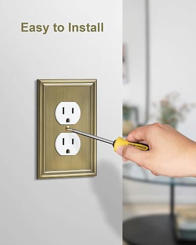 6-Pack Single Duplex Outlet Cover Plate, Decorative Antique Brass Switch Plates and Outlet Covers, Metal Wall Plates for Electrical Outlets, 1 Gang Receptacle Cover, Corrosion Resistant thumbnail 5