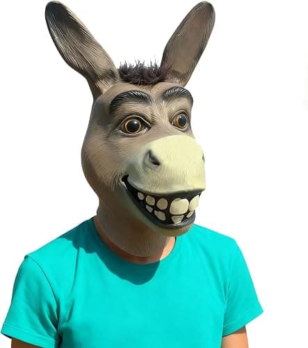Harseyleam Donkey Mask, Classic Movie Role Play Latex Head Masks, Deluxe Animal Face Mask for Adult Cosplay Party Props - Image 1