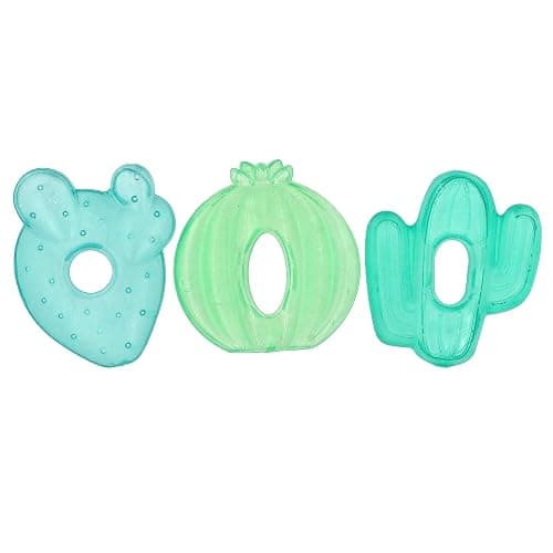 Itzy Ritzy Water-Filled Teethers - Cold Cutie Coolers Textured On Both Sides to Massage Sore Gums & Emerging Teeth - Can Be Chilled in Refrigerator, Set of 3 Green Cactus Water Teethers thumbnail 3