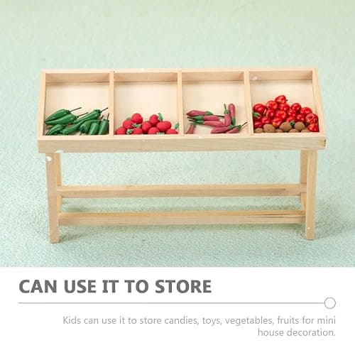 LUOZZY Miniature Wooden Shelf Food Display Miniature House Vegetable Fruit Shelf Figurine Mini Dollhouse Vegetable Rack Stall Model thumbnail 7