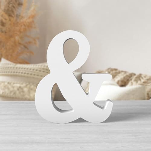 Zaruatu 6 Inch White Wooden Letters Unfinished Wood Letters for Crafts Blank DIY Crafts for Adults Paintable Standing Letters for Wall Wedding Birthday Party Decoration (&) - Image 1