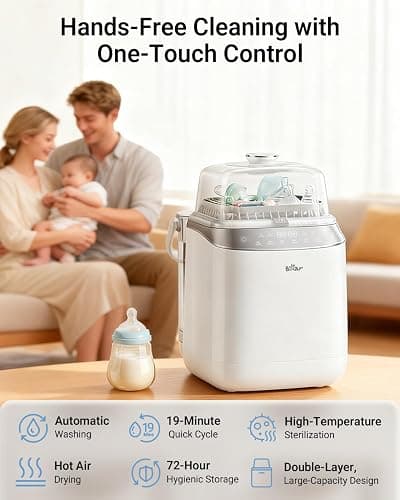 Bear Bottle Washer Pro, Baby Bottle Washer and Sterilizer and Dryer - All in One Machine for Bottles, Pump Parts & Baby Essentials with 90 Detergent Tablets - Effortless, Time-Saving thumbnail 6