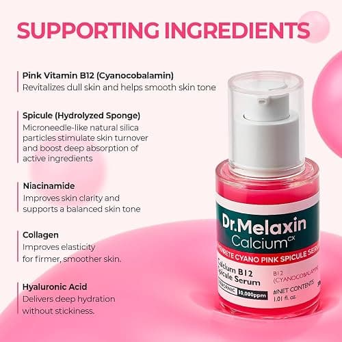 Dr.Melaxin Cemenrete Cyano Pink Spicule Serum with Calcium, korean skin care pore tightening refines spicule microneedling serum 1.01 fl. oz. thumbnail 6