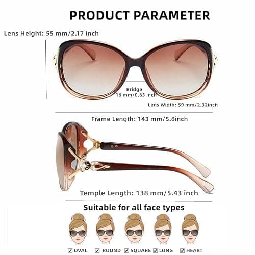 LNTICB Occhiali da Sole da Donna Polarizzati Oversized UV400 Protezione Moda Rettangolari thumbnail 5