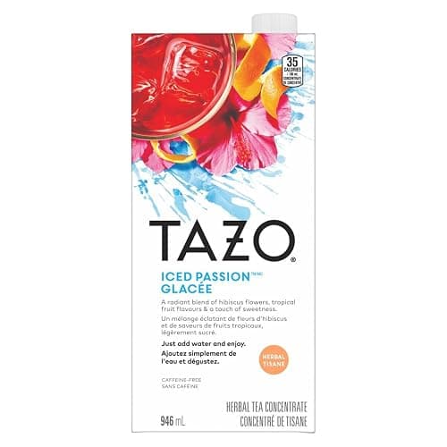 TAZO Passion Concentrate - 946 mL (Pack of 1), At Home Café Experience, Refreshing Hibiscus and Passionfruit Flavors, Naturally Caffeine-Free, Enjoy Hot or Iced - Image 1