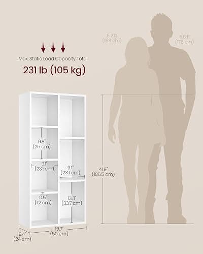 VASAGLE Bookshelf, 7 Cubes Storage Organizer, 19.7 x 9.4 x 41.7 Inches | Storage Shelf, for Living Room, Home Office, Dining Room, Cloud White, CUSTOS Collection ULBC27WT thumbnail 3