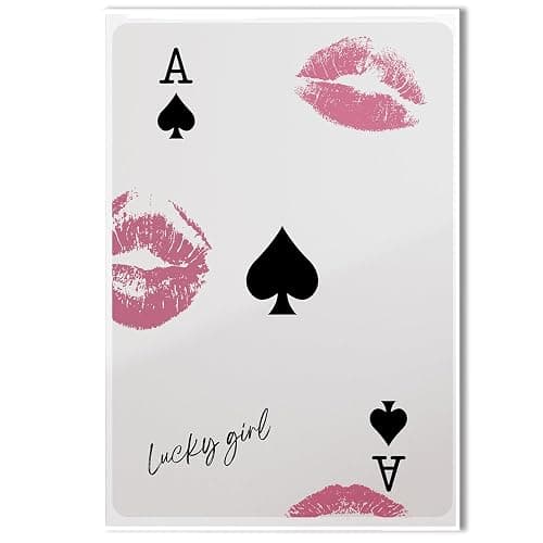 JODYCEBU Stylish Playing Cards Wall Canvas Art Ace of Spades Lucky You Poster Stylish Retro Wall Art Aesthetic Print Preppy Kiss Poster Wall Decor - Image 1