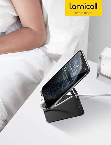 Lamicall Cell Phone Stand, Phone Dock: Cradle, Holder, Stand for Office Desk - Black thumbnail 7