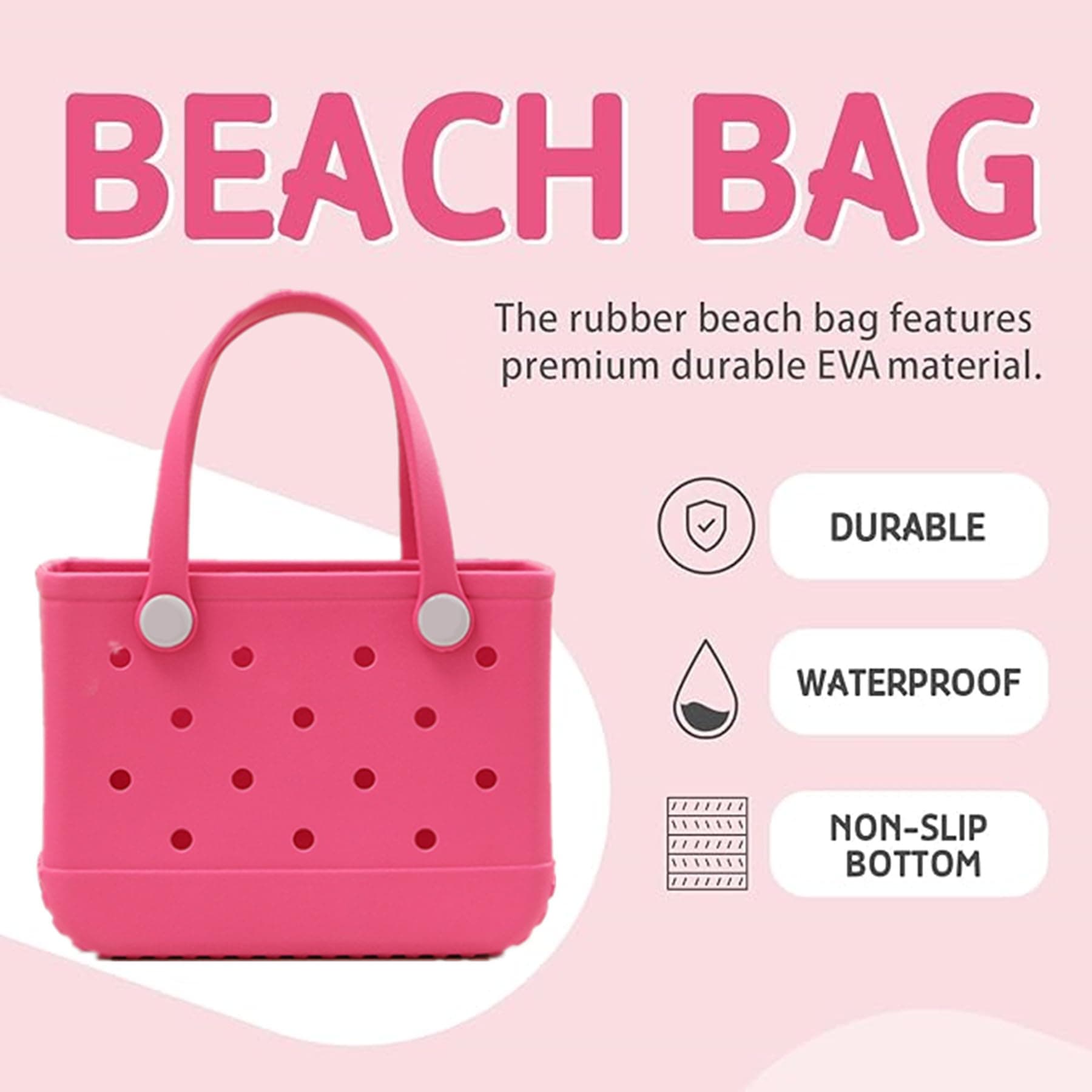 GBB Rubber Tote Bag Small Beach Bag Waterproof Outdoor Tote Bag Washable Tote Portable Travel Bag Open Handbag for Daily thumbnail 5