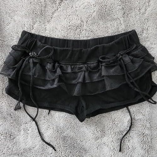 Xiulaiyi Gyaru Clothes Mini Skirt with Shorts Emo Scene Alt Grunge Shorts Mcbling Harajuku Vintage 2000s Clothing thumbnail 2